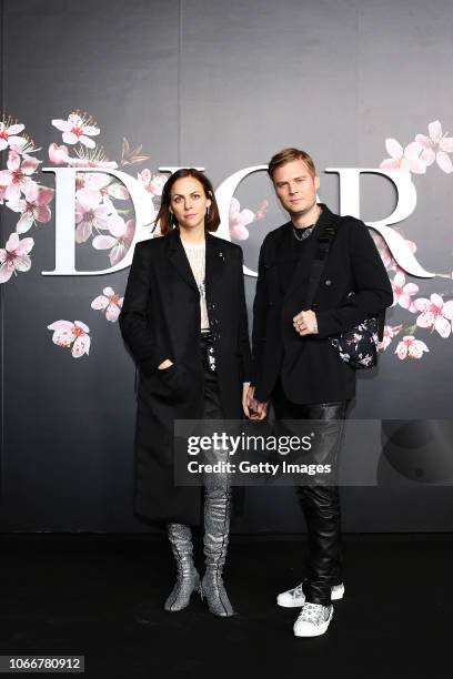 Matthew Williams and wife attend the photocall at the Dior Pre Fall 2019 Men's Collection on November 30, 2018 in Tokyo, Japan.