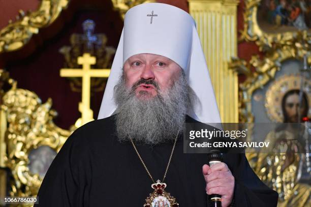 Father-superior of the Kiev-Pechersk Lavra monastery Metropolitan Pavel speaks to the press during a statement in the monastery, in Kiev, on November...