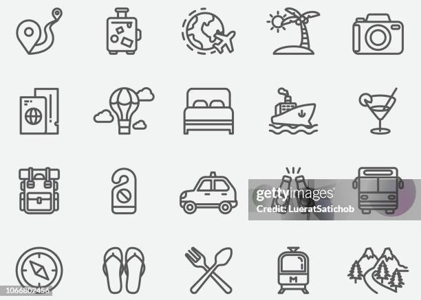 ilustrações de stock, clip art, desenhos animados e ícones de travel line icons - vela desporto aquático