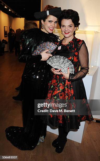 Paloma Faith and Lulu Guinness attend the Lulu Guinness and Rob Ryan Fan Bag launch party at the Air Gallery on November 10, 2010 in London, England.