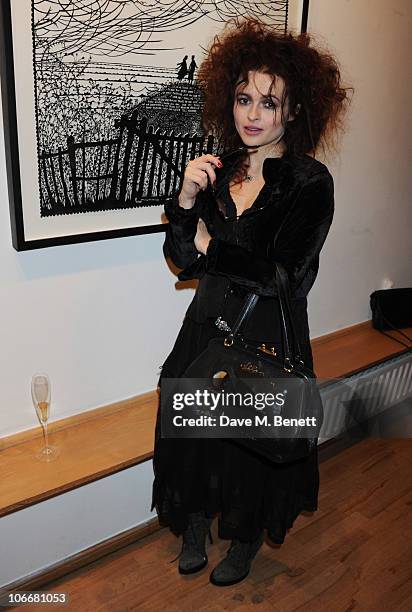 Helena Bonham Carter attends the Lulu Guinness and Rob Ryan Fan Bag launch party at the Air Gallery on November 10, 2010 in London, England.