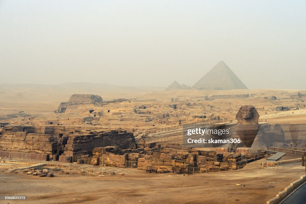 Phoenix Pyramids View Beautiful Sunset Landscape The Pyramids Of Giza And Sphinx High-Res ...