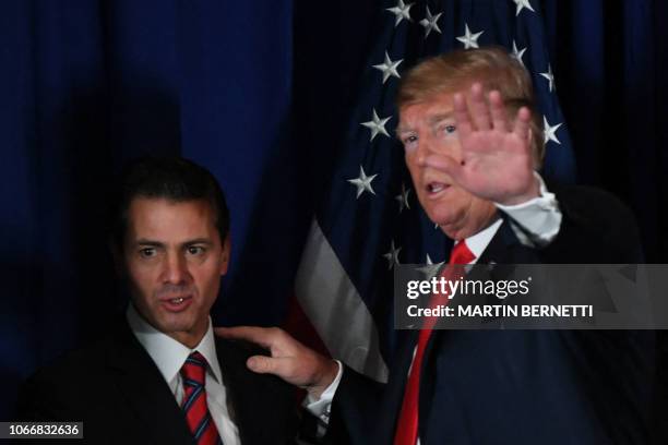 President Donald Trump is pictured next to Mexico's President Enrique Pena Nieto , during a ceremony in which Trump's Senior Advisor Jared Kushner...