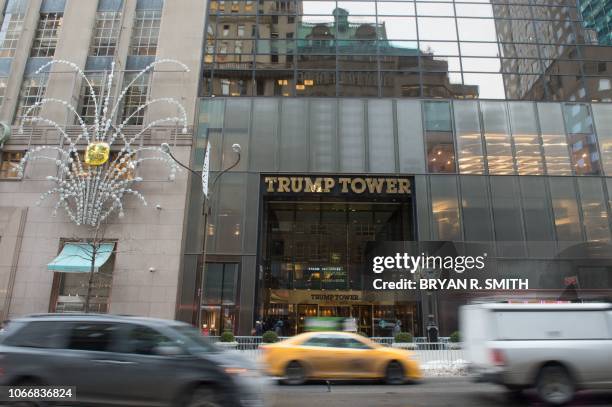In this file photo taken on January 8 Cars drive past the front of Trump Tower on Fifth Avenue in New York. - Donald Trump had a dream of building a...