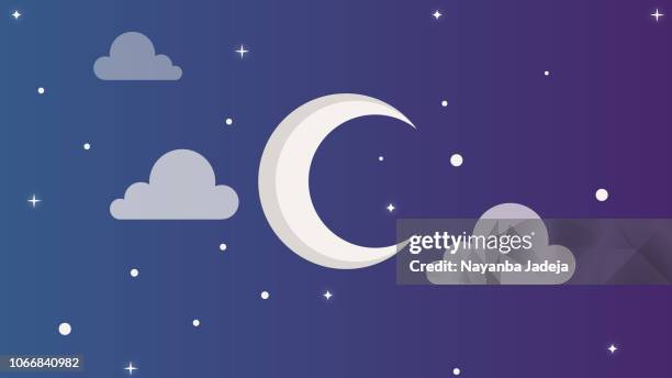 beautiful moon and cloud design - allah stock illustrations