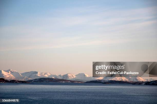 bay of harstad, norway - haestad stock-fotos und bilder