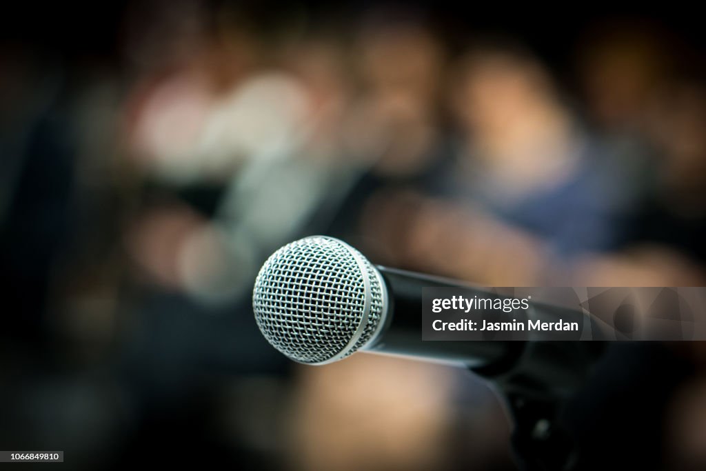 Microphone in front of audience