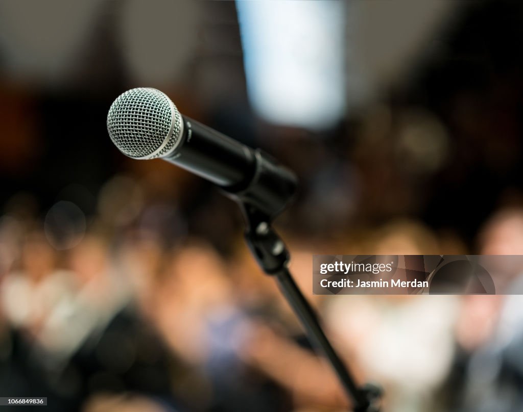 Microphone in front of audience