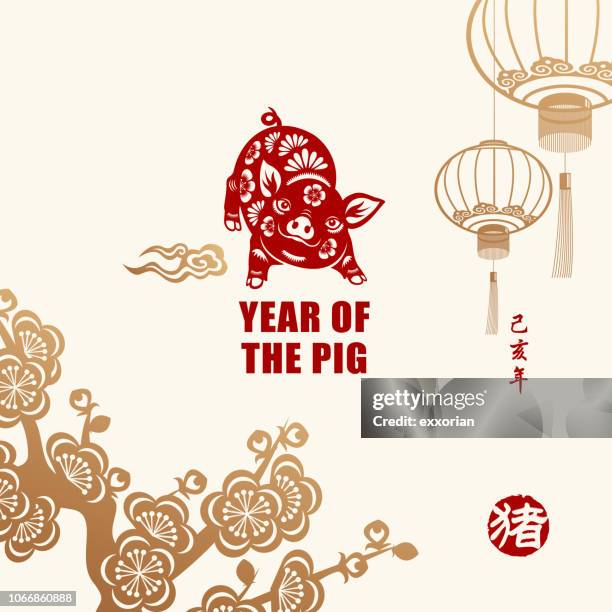 year of the pig celebration - year of the pig stock illustrations