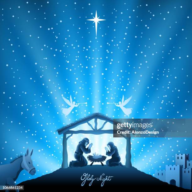 illustrazioni stock, clip art, cartoni animati e icone di tendenza di o notte santa - organismo vivente