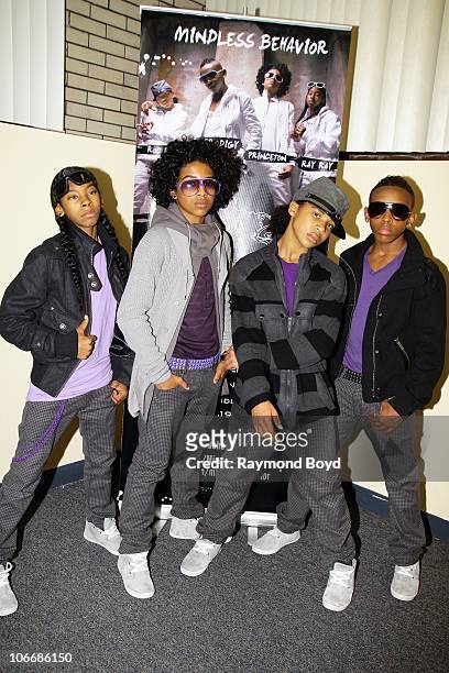 Singing group, Mindless Behavior poses for photos at Horizons For Youth in Chicago, Illinois on NOV 08, 2010.