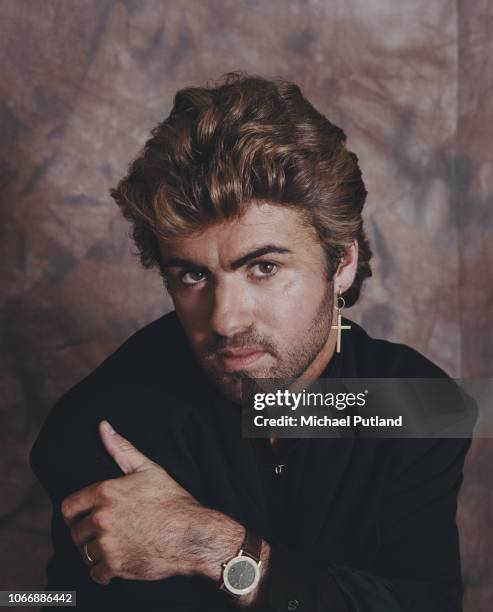 English singer-songwriter George Michael , ex-singer with pop group Wham!, posed in London, 2nd April 1987.