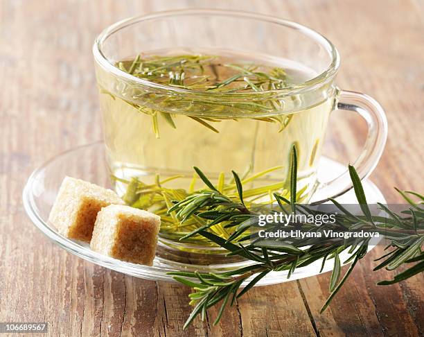 rosemary tea and brown sugar - rosemary fotografías e imágenes de stock