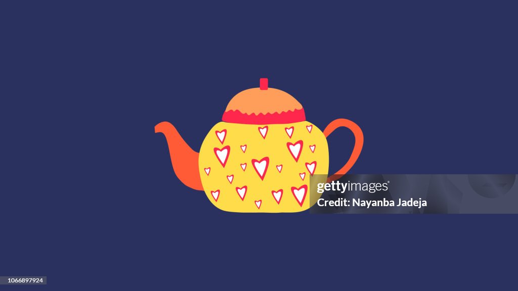 Tea kettle with artistic layout icon
