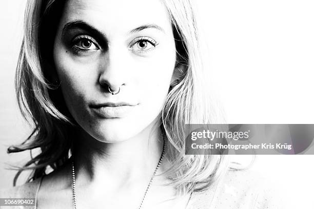 high contrast b/w female portrait - high contrast bildbanksfoton och bilder