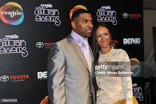 Recording Artist Ginuwine and recording artist Sole' attend the 2010 Soul Train Awards at the Cobb Energy Center on November 10, 2010 in Atlanta,...