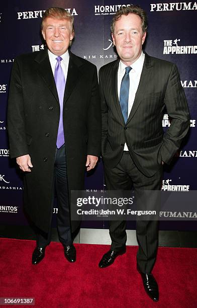 Donald Trump and Piers Morgan celebrate Kim Kardashian's appearance on "The Apprentice" at Provacateur on November 10, 2010 in New York, New York.