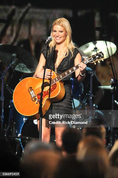 Gwyneth Paltrow performs "Country Strong" at the 44th Annual CMA Awards at the Bridgestone Arena on November 10, 2010 in Nashville, Tennessee.