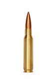 A rifle bullet over white background