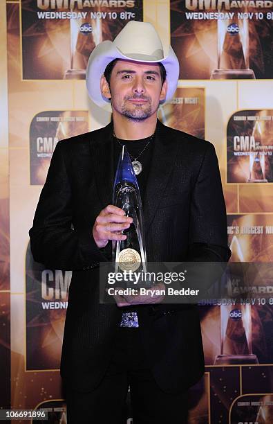 Entertainer of the Year Brad Paisley attends the 44th Annual CMA Awards at the Bridgestone Arena on November 10, 2010 in Nashville, Tennessee.