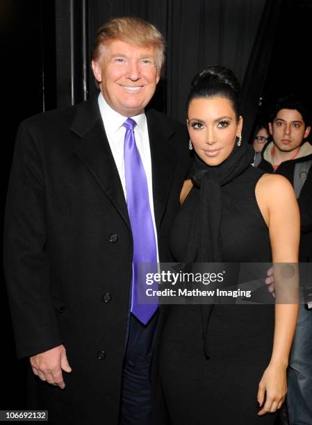 Television Personality Donald Trump and Kim Kardashian attend the celebration of Perfumania and Kim Kardashian�s appearance on NBC�s "The Apprentice"...