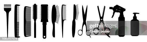 hairbrush silhouette - hairbrush stock illustrations