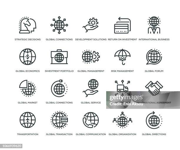global business icons - line series - global finance stock illustrations