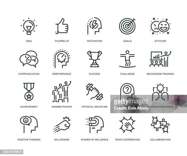motivation icons - line series - strength icon stock illustrations