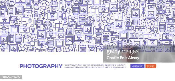 photography banner - instant camera icon stock illustrations