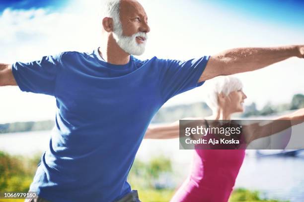 senior yoga. - annual companions stock pictures, royalty-free photos & images