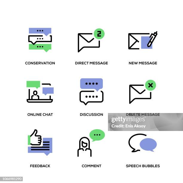 message line icon set - direct response stock illustrations