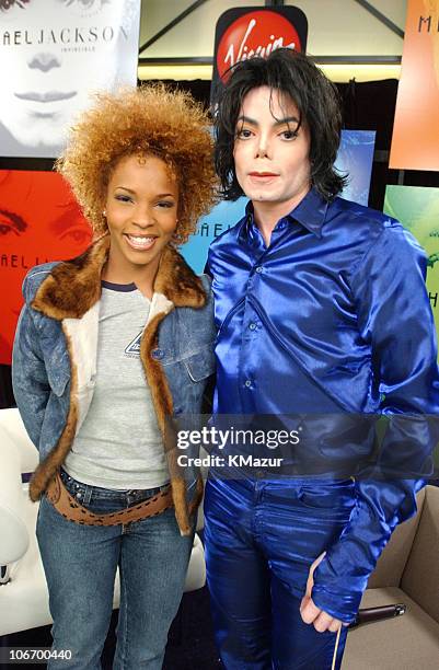 Free of BET and Michael Jackson during Michael Jackson First-Ever In-Store Signing for His New Album "Invincible" at Virgin Megastore, Times Square...