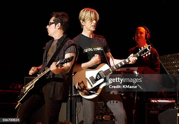 Earl Slick and David Bowie during David Bowie Gives Fans a Strong Dose of "A Reality Tour" at Special Poughkeepsie Warm Up Show For His Upcoming...