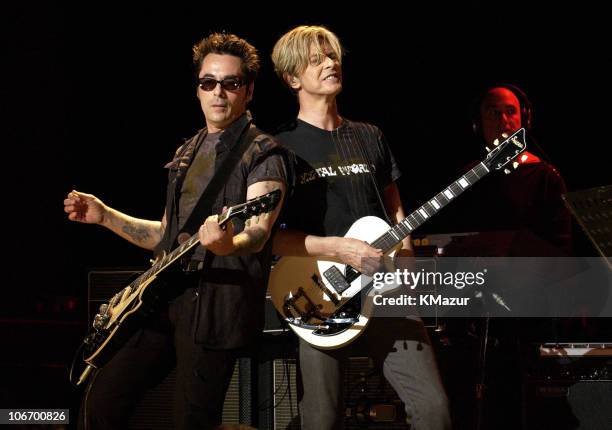 Earl Slick and David Bowie during David Bowie Gives Fans a Strong Dose of "A Reality Tour" at Special Poughkeepsie Warm Up Show For His Upcoming...