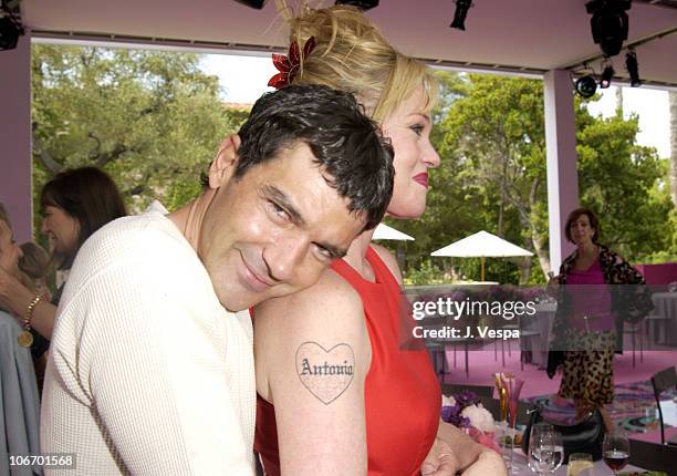 Antonio Banderas and Melanie Griffith during Versace Luncheon to Benefit Children's Action Network-Westside Children's Center Sponsored By "InStyle"...
