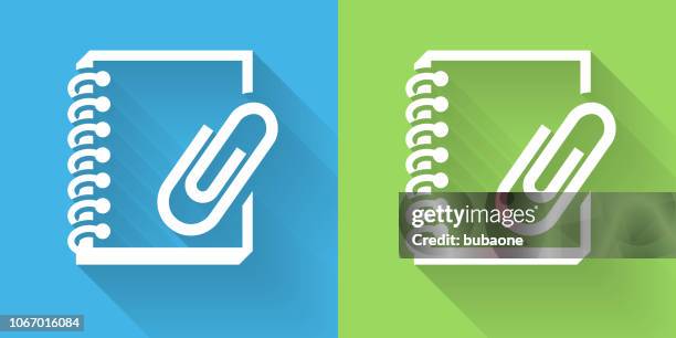 stockillustraties, clipart, cartoons en iconen met ringbanden en paperclip met lange schaduw - ring binder