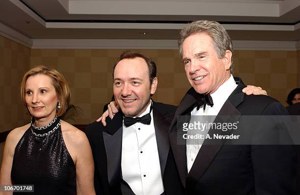 Roxanne Messina Captor, left, executive director of the San Francisco Film Society, Kevin Spacey and Warren Beatty smile at the San Francisco Film...