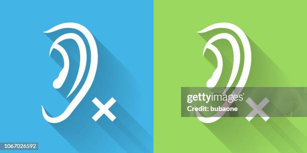 hearing lost icon with long shadow - hearing problem stock illustrations