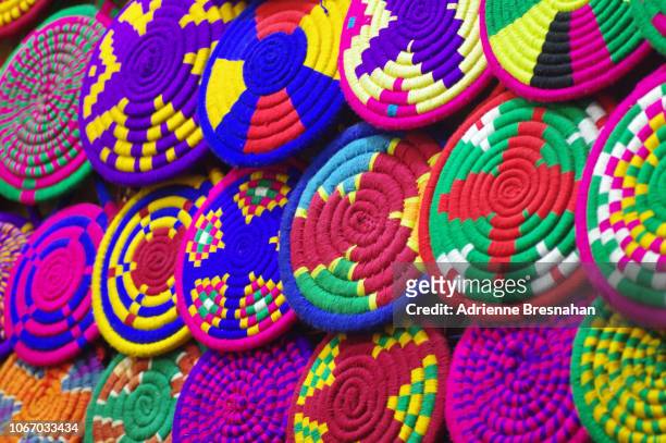 vibrantly colored nubian crafts - africa craft stock-fotos und bilder