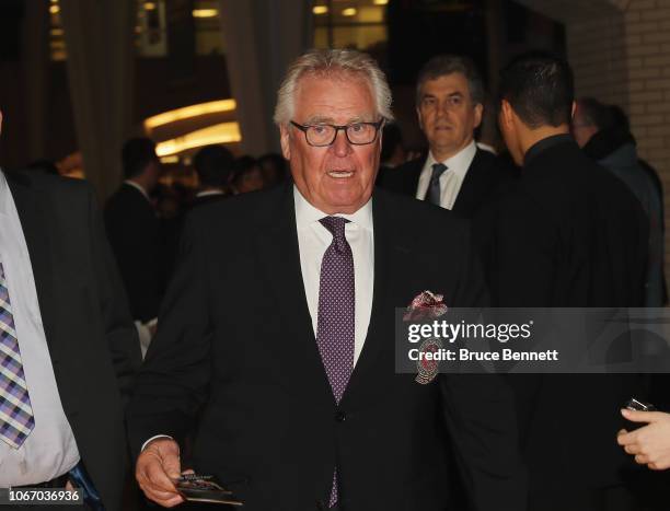 Glen Sather walks the red carpet prior to the 2018 induction ceremony at the Hockey Hall Of Fame on November 12, 2018 in Toronto, Ontario, Canada.