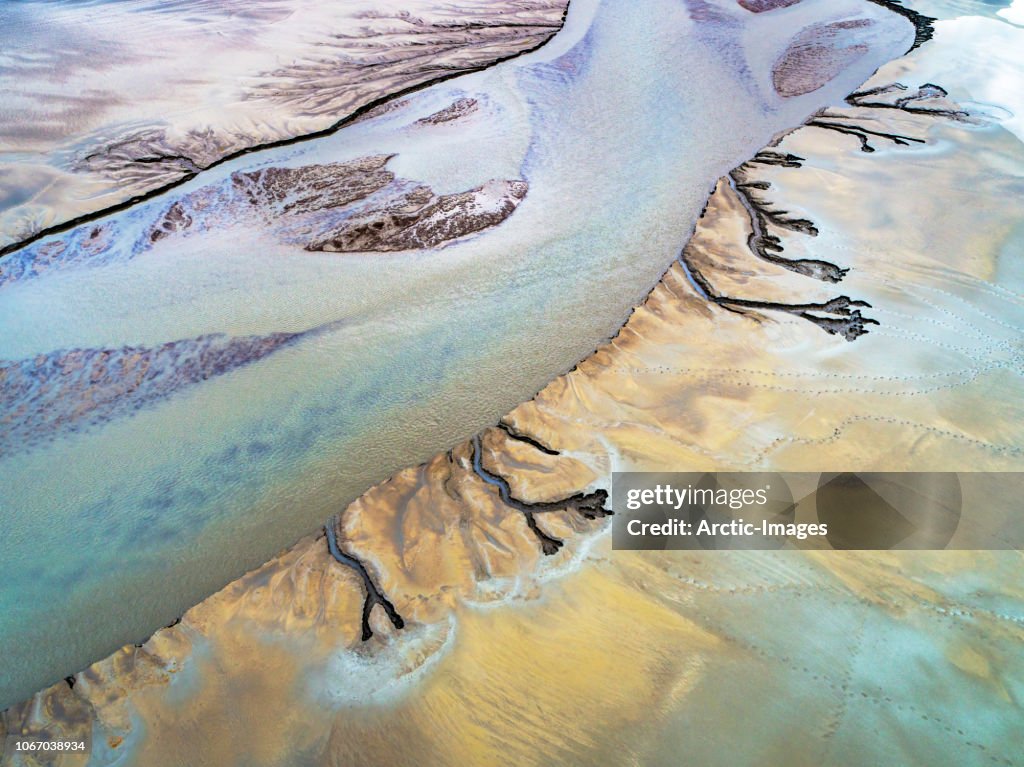 Patterns in Riverbeds seen from above, Iceland