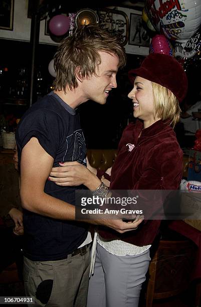 Aaron Paul and Samaire Armstrong during Surprise Birthday Party for Aaron Paul at Dimples in Burbank, California, United States.