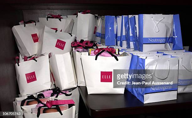 Goody bags during ELLE Magazine West Coast Editor Deanna Kizis's "How To Meet Cute Boys" Book Party at Luna Park Restaurant in Los Angeles,...