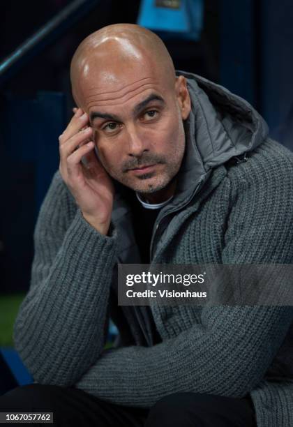 Manchester City Head Coach Josep Guardiola before the Group F match of the UEFA Champions League between Manchester City and FC Shakhtar Donetsk at...