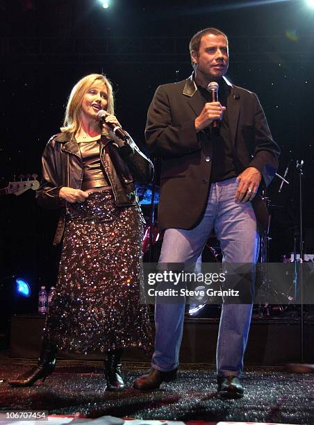 Olivia Newton-John and John Travolta perform during Paramount Home Entertainment Celebrates DVD Releases Of 6 All-Time Musical Favorites - Inside and...