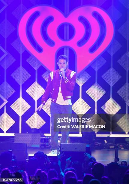 Rapper G-Eazy performs onstage during the KIIS FM's iHeartRadio Jingle Ball 2018 at the Forum Los Angeles in Inglewood on November 30, 2018. - The...