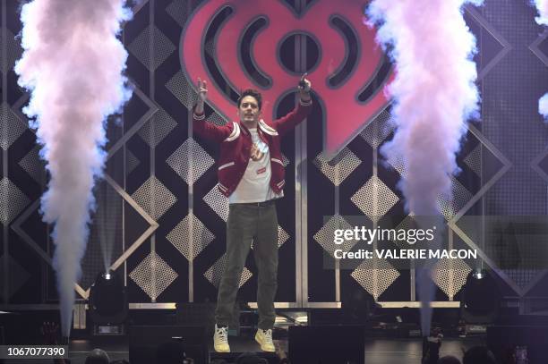 Rapper G-Eazy performs onstage during the KIIS FM's iHeartRadio Jingle Ball 2018 at the Forum Los Angeles in Inglewood on November 30, 2018. - The...