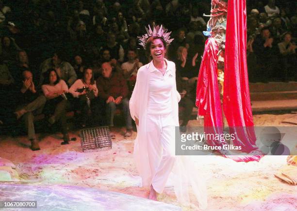 Michelle T Williams of the group "Destiny's Child" takes her first bow as "Erzulie" in the Tony Winning hit musical "Once on This Island" on Broadway...