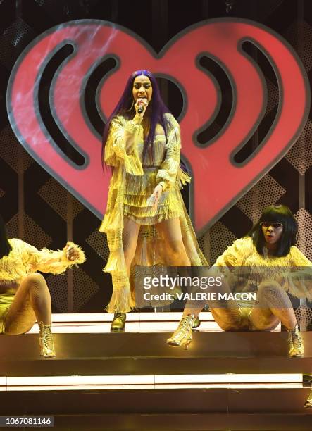 Rapper Cardi B performs onstage during the KIIS FM's iHeartRadio Jingle Ball 2018 at the Forum Los Angeles in Inglewood on November 30, 2018. - The...