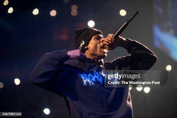 Rapper Travis Scott performs his Astroworld - Wish You Were Here concert at the Capital One Arena in Washington, D.C. On November 20, 2018.